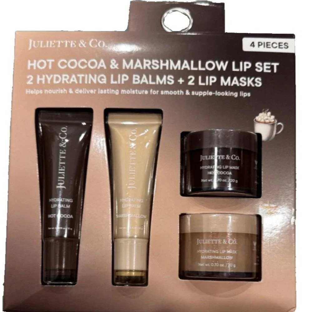 Juliette & Co Hot Cocoa & Marshmallow Lip Set 4 Pc  New